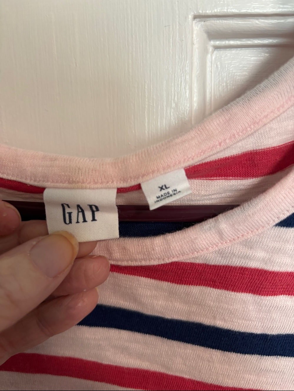 GAP women’s Short Sleeve Striped Knit Dress - Pink, Navy & White - Picture 3 of 7